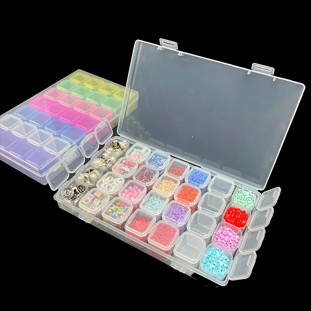 Boîte de rangement 28 grilles pour peinture diamant