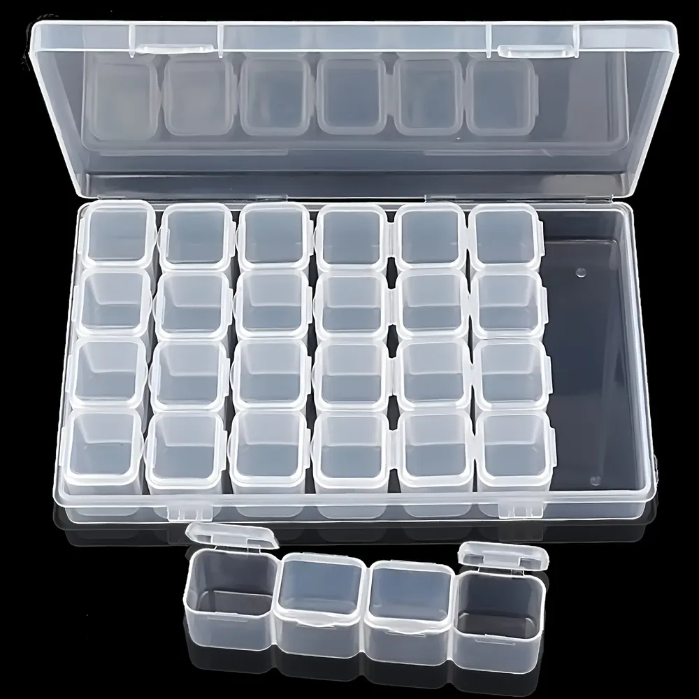Boîte de rangement à 28 grilles pour peinture diamant