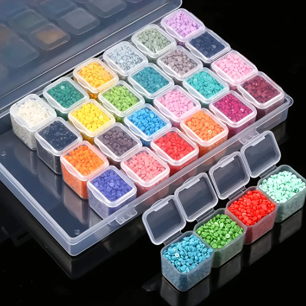 Boîte de rangement à 28 grilles pour peinture diamant