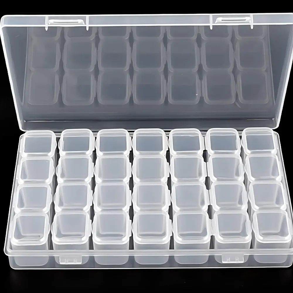 Boîte de rangement à 28 grilles pour peinture diamant