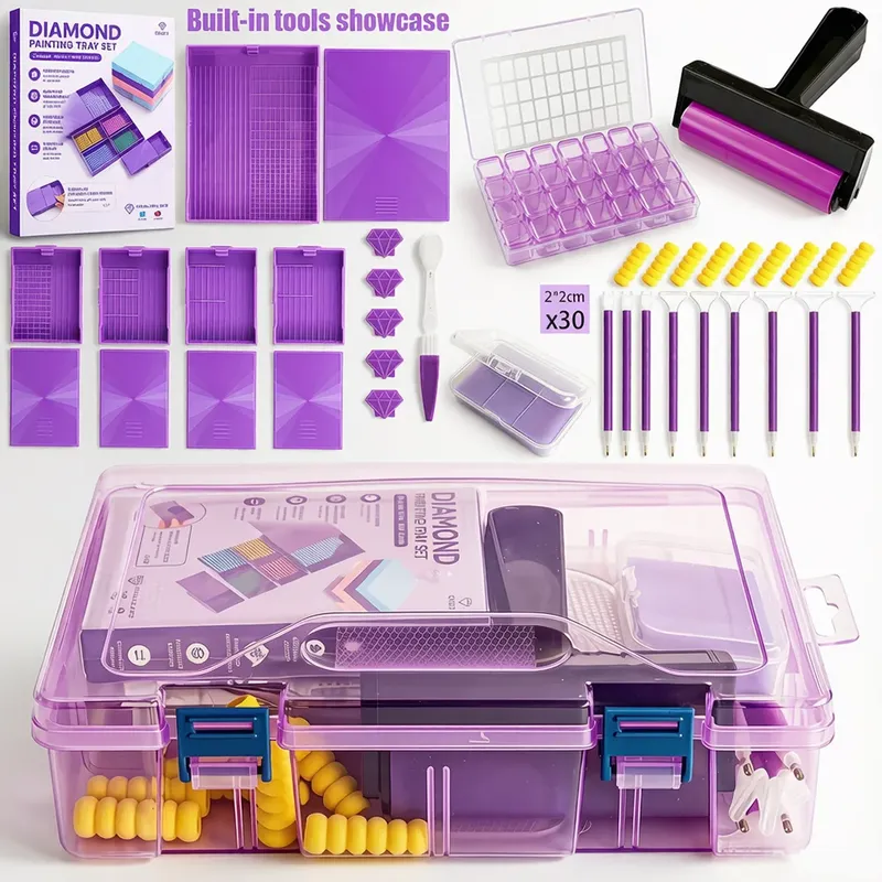 Boîte de rangement outils peinture diamant et accessoires