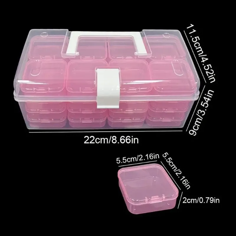 Boîte de rangement plastique transparente à 32 grilles