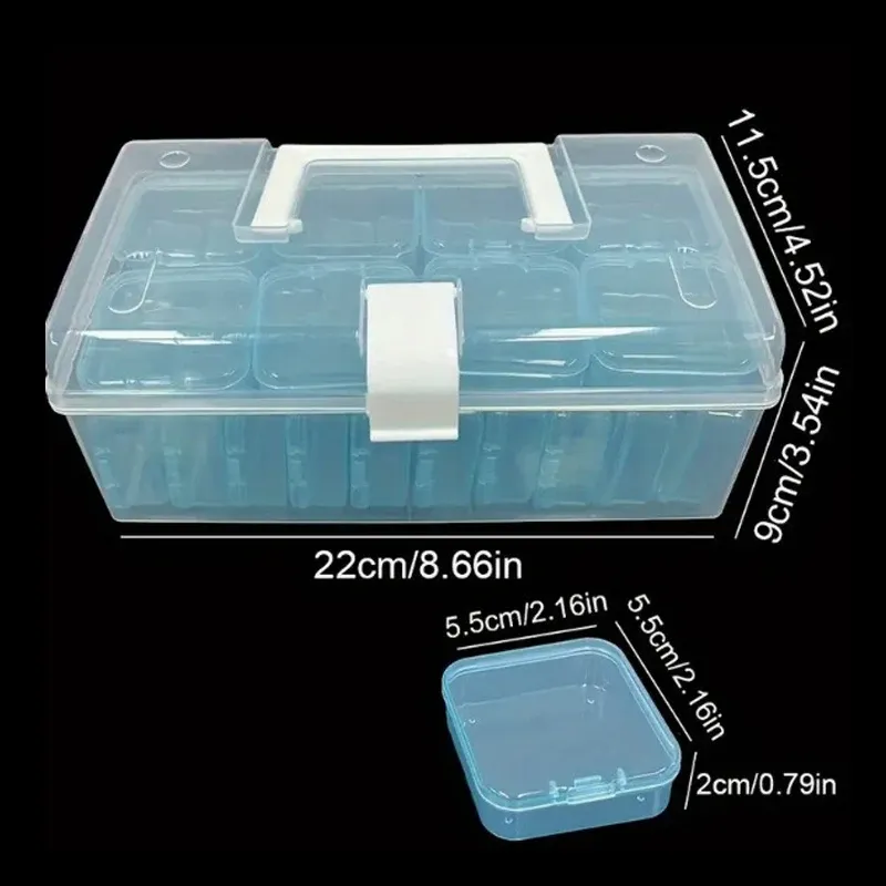 Boîte de rangement plastique transparente à 32 grilles