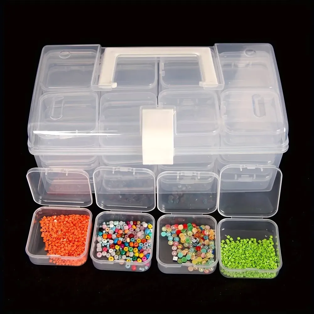 Boîte de rangement plastique transparente à 32 grilles