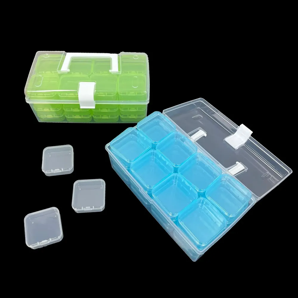 Boîte de rangement plastique transparente à 32 grilles