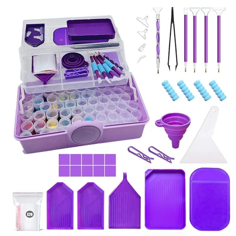 Boîte de rangement portable pour peinture diamant 57 bouteilles