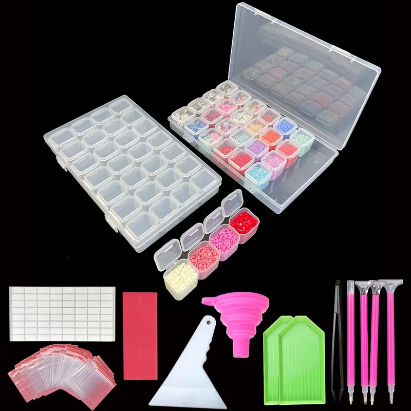 Boîte de rangement pour peinture diamant 28 grilles