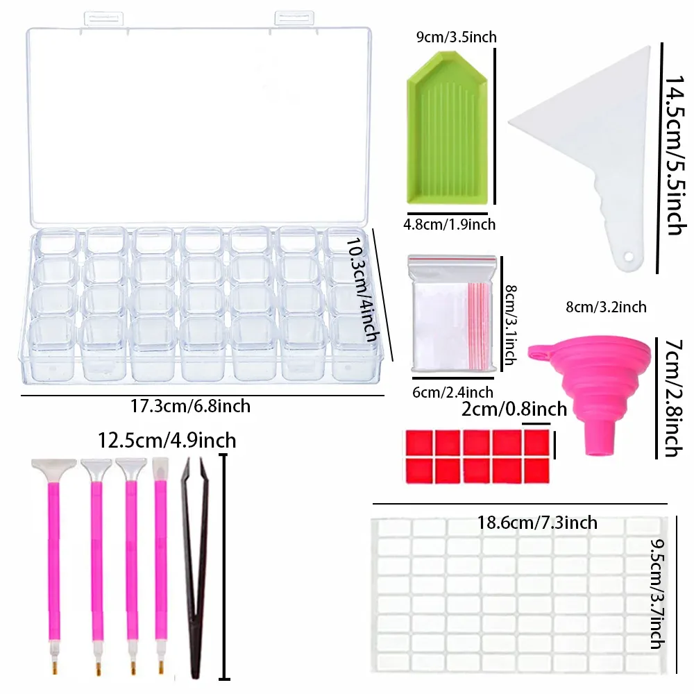 Boîte de rangement pour peinture diamant 28 grilles