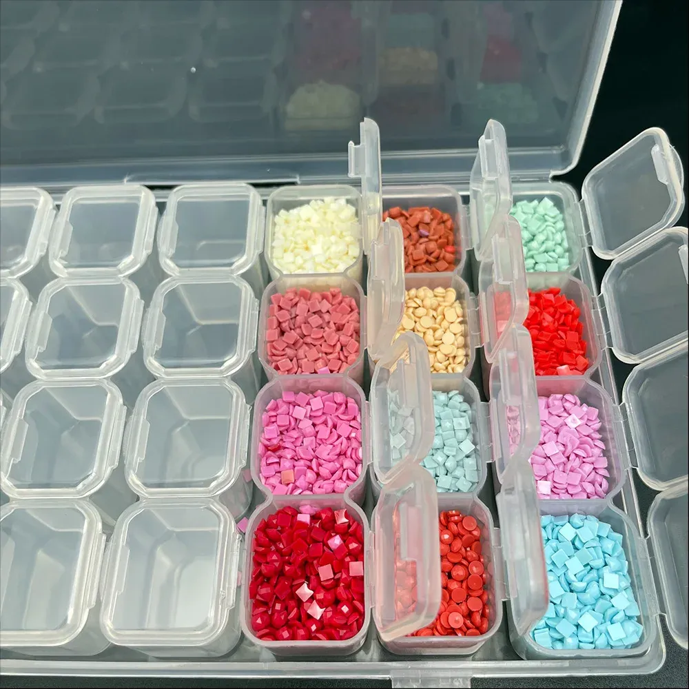 Boîte de rangement pour peinture diamant 28 grilles