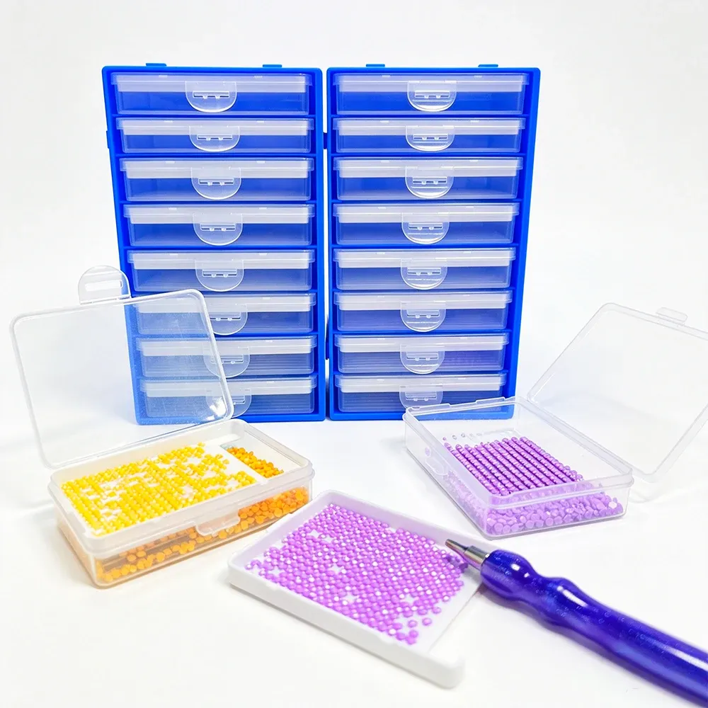 Boîte de rangement pour strass avec étiquettes numérotées