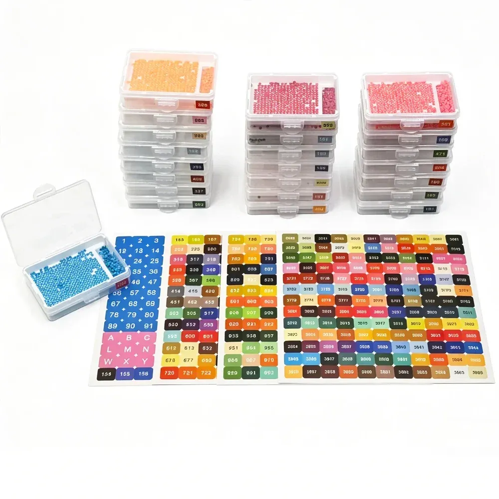 Boîte de rangement pour strass avec étiquettes numérotées