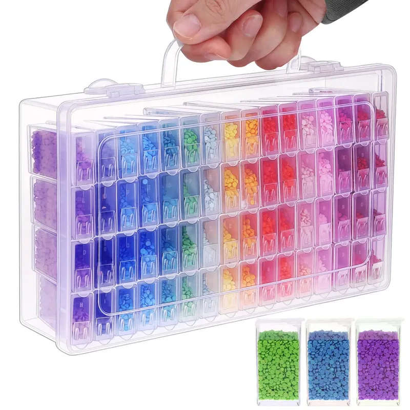 Boîte rangement 64 grilles pour peinture diamant lot de 1 à 4