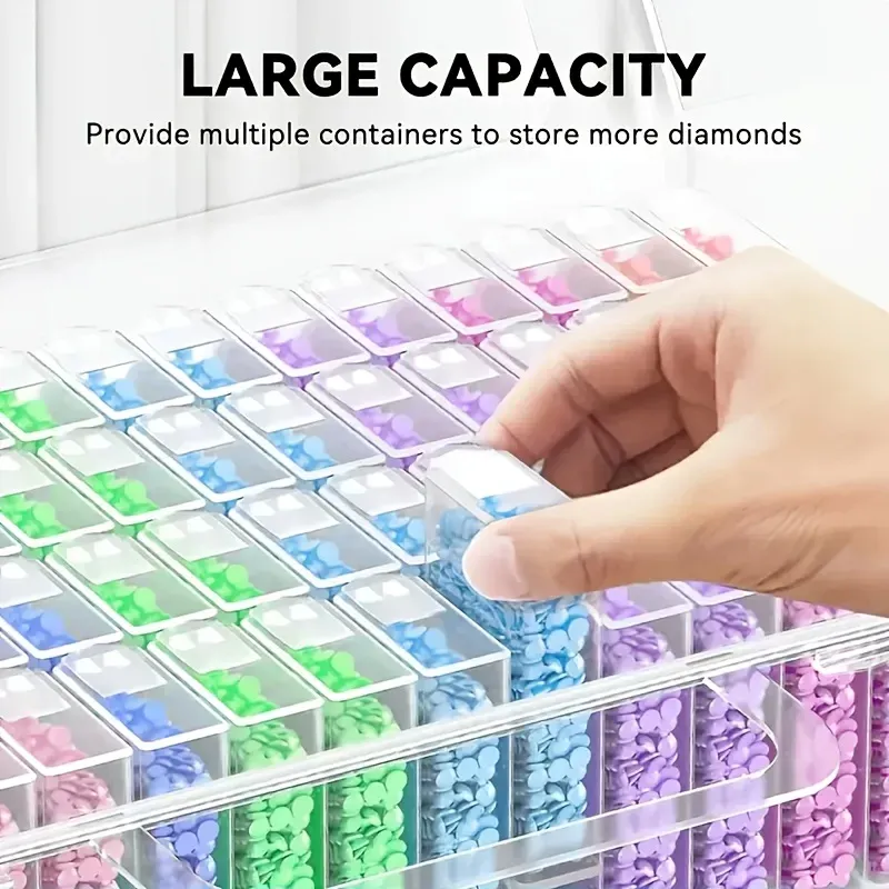 Boîte rangement 64 grilles pour peinture diamant lot de 1 à 4