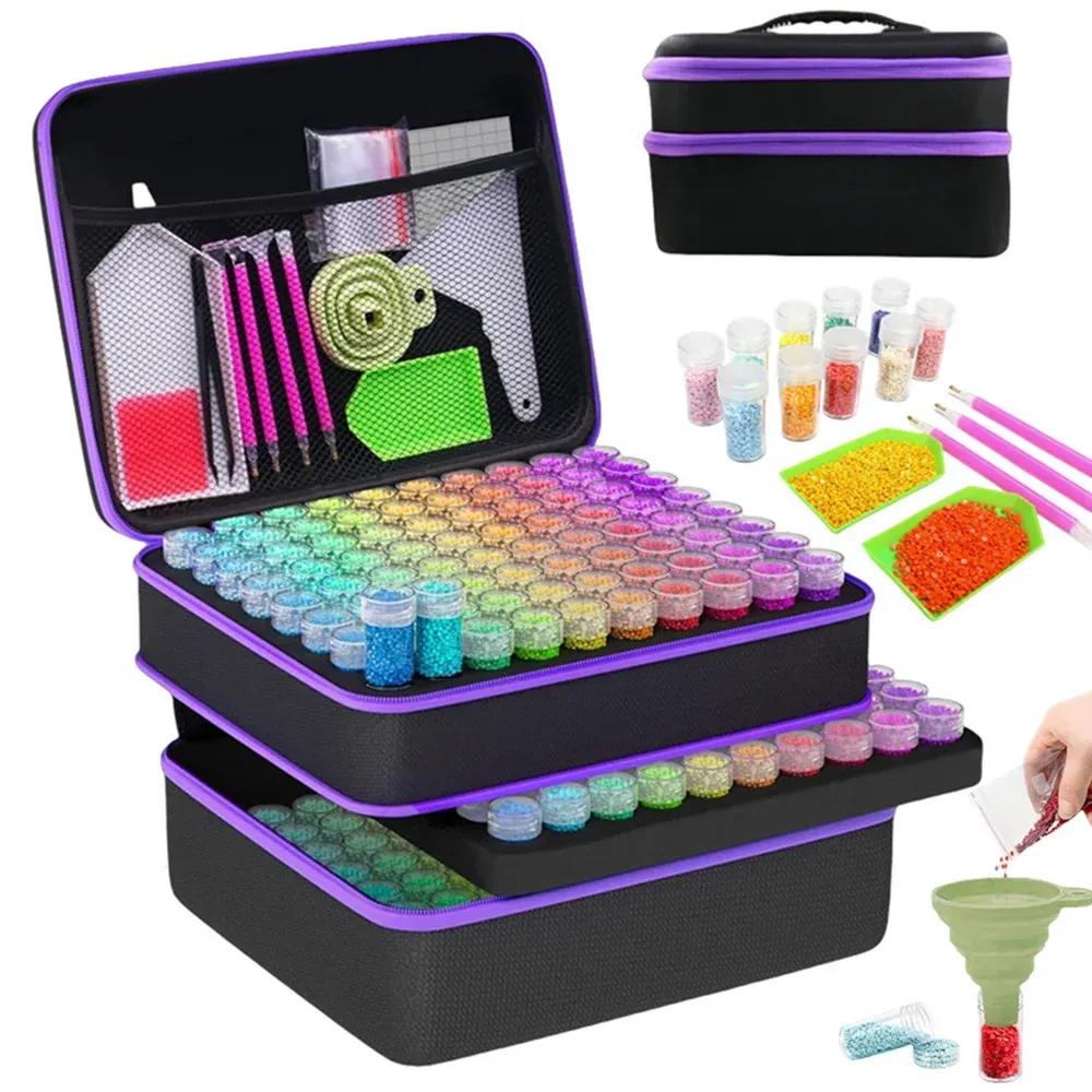 Boîte rangement peinture diamant 240 fentes 3 niveaux