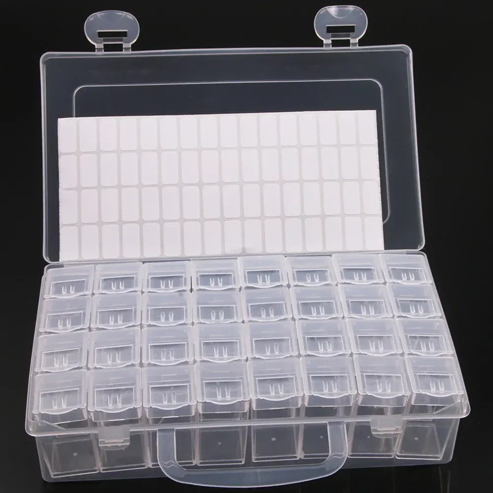 Boîte rangement perles pour peinture diamant 28 à 64 grilles