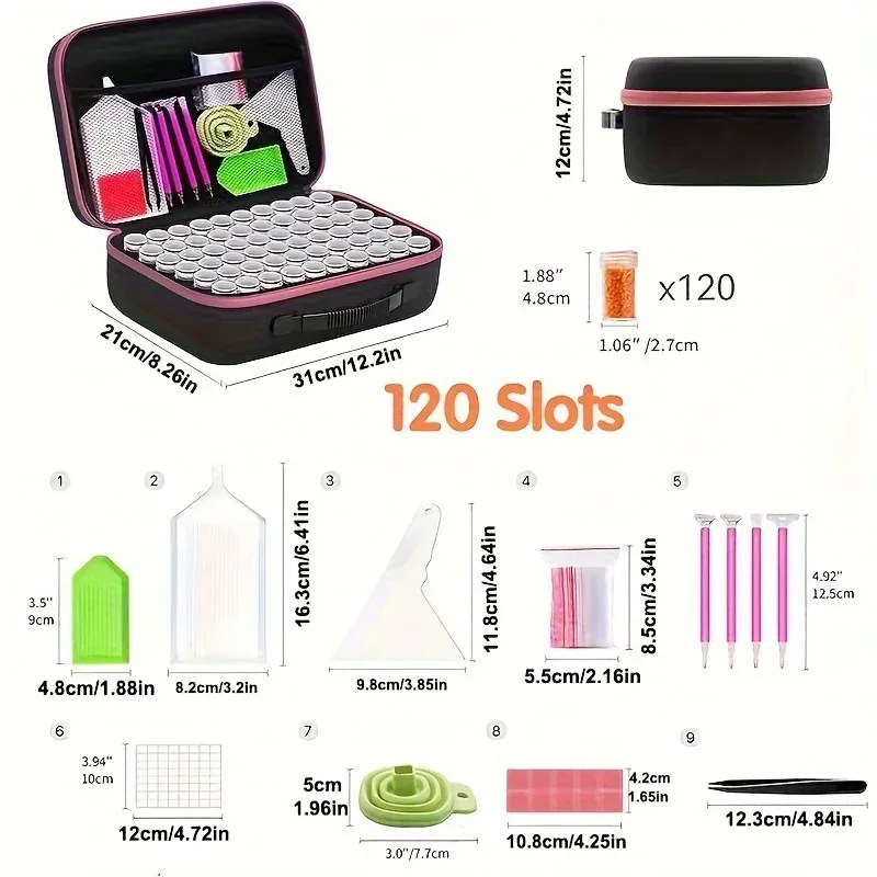 Boîte rangement portable 30 à 120 grilles peinture diamant