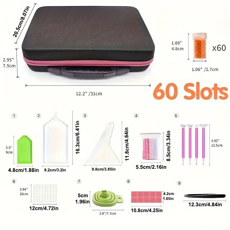 Boîte rangement portable 30 à 120 grilles peinture diamant