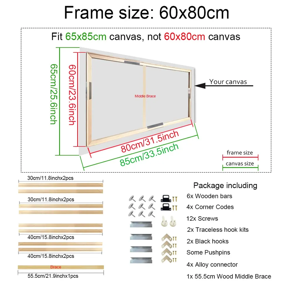 Cadre bois naturel pour peinture diamant 20x30 à 40x60 cm