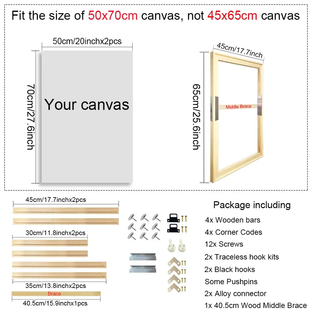 Cadre bois naturel pour peinture diamant 20x30 à 40x60 cm