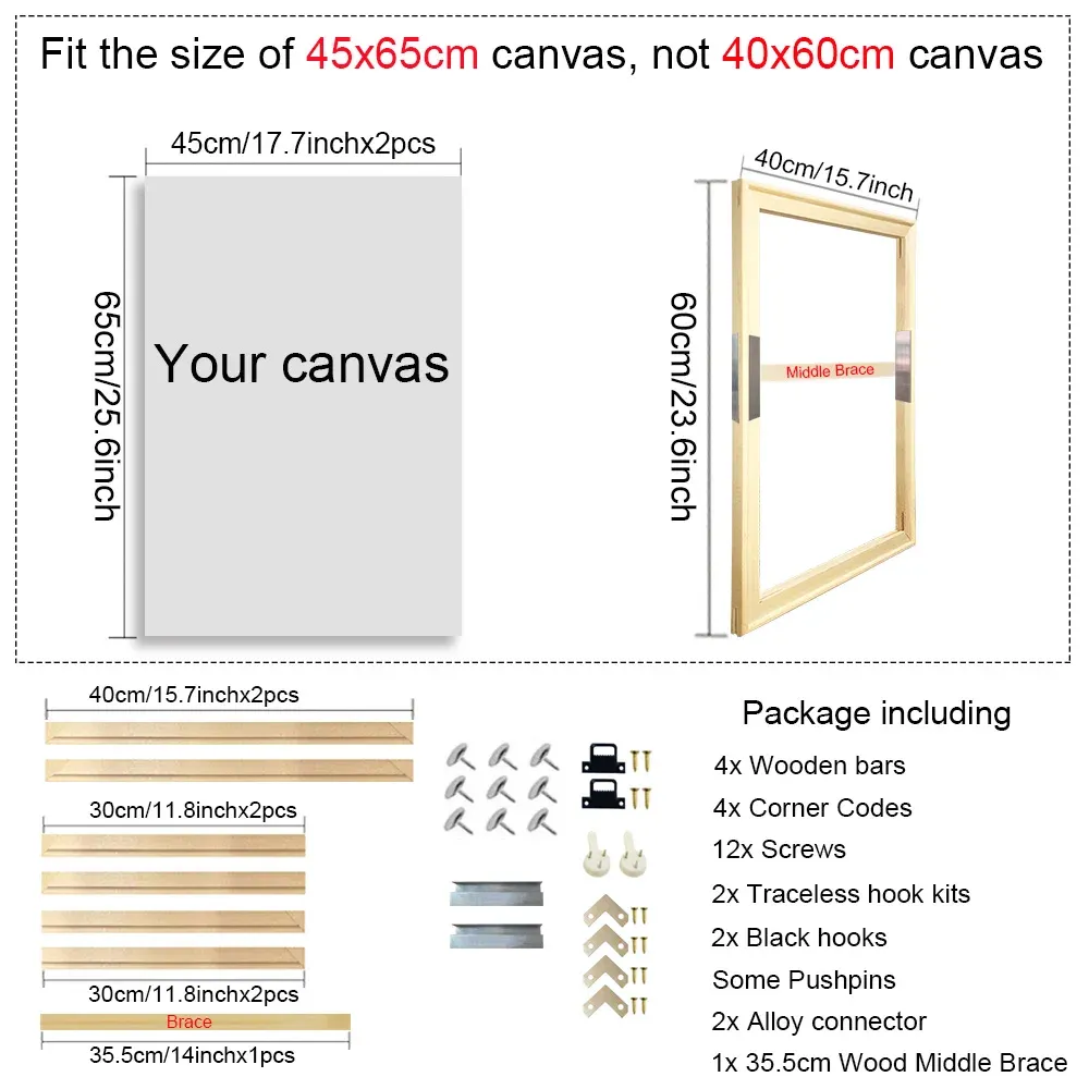 Cadre bois naturel pour peinture diamant 20x30 à 40x60 cm