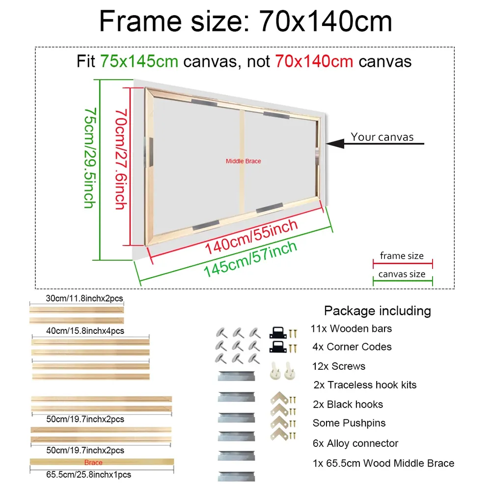 Cadre bois naturel pour peinture diamant 20x30 à 40x60 cm
