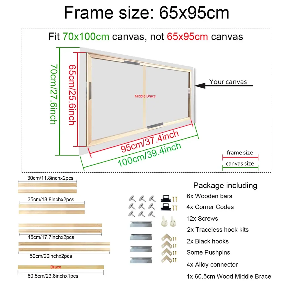Cadre bois naturel pour peinture diamant 20x30 à 40x60 cm