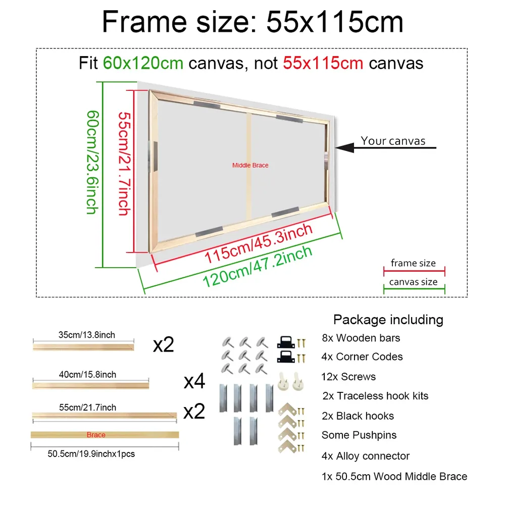 Cadre bois naturel pour peinture diamant 20x30 à 40x60 cm