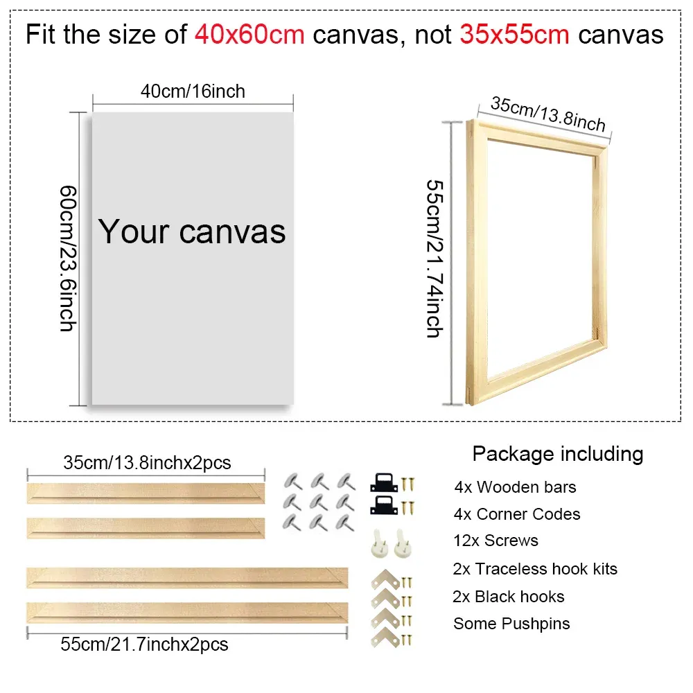 Cadre bois naturel pour peinture diamant 20x30 à 40x60 cm