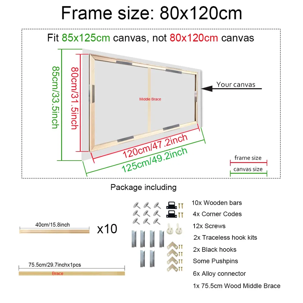 Cadre bois naturel pour peinture diamant 20x30 à 40x60 cm