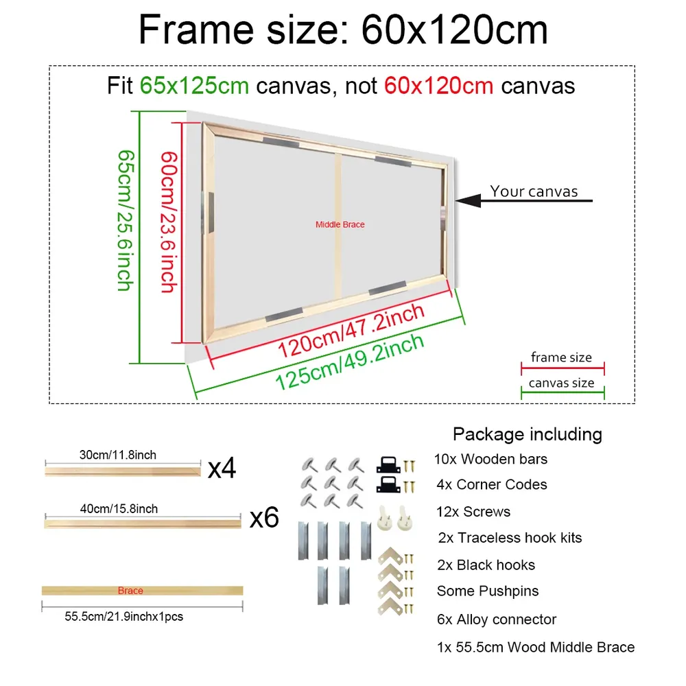 Cadre bois naturel pour peinture diamant 20x30 à 40x60 cm
