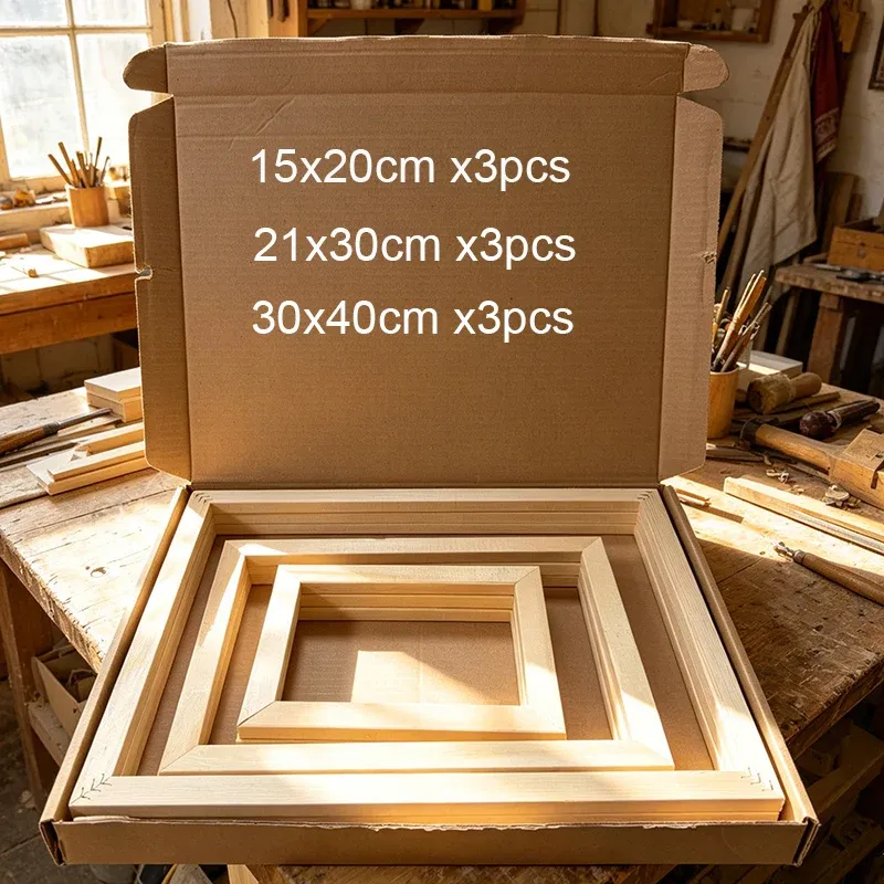 Cadre bois pour broderie et peinture diamant 9 pièces