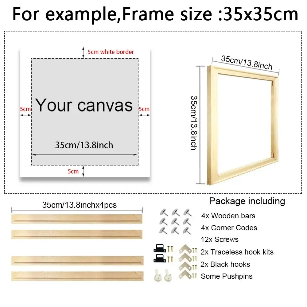 Cadre bois pour peinture diamant hauteur 20 à 55 cm