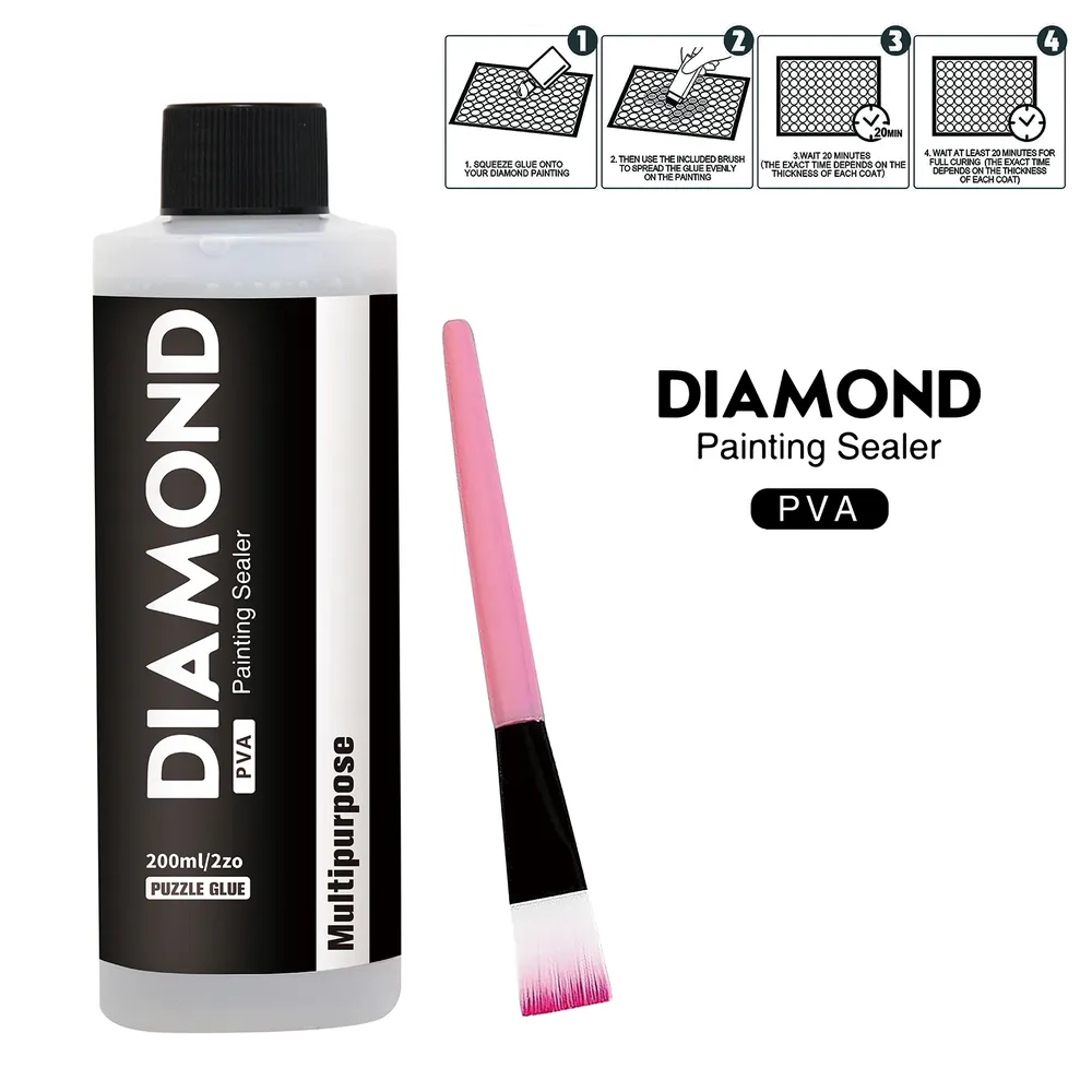 Colle pour peinture diamant avec pinceaux 60 à 200 ml
