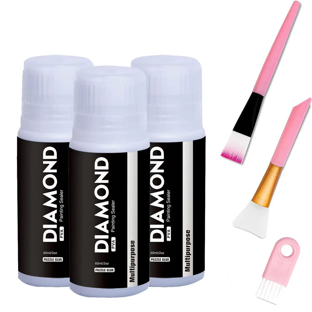 Colle pour peinture diamant avec pinceaux 60 à 200 ml