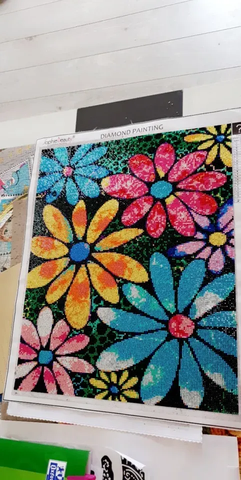 Diamants carrés 30x30cm à 60x60cm fleur dame fée