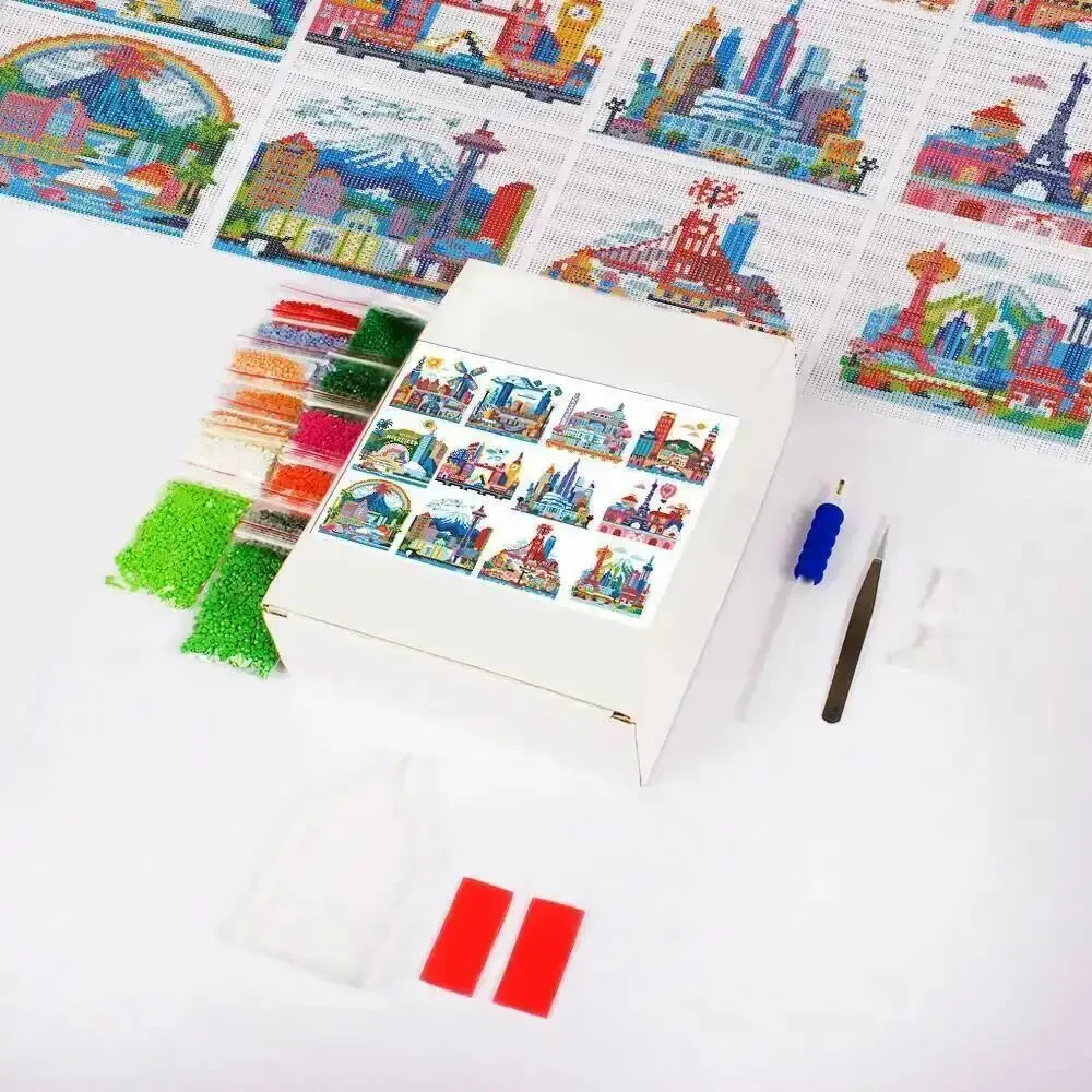 Kit 12 peinture diamant paysage urbain