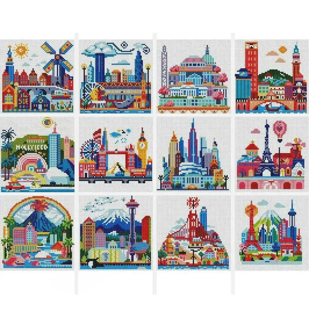 Kit 12 peinture diamant paysage urbain