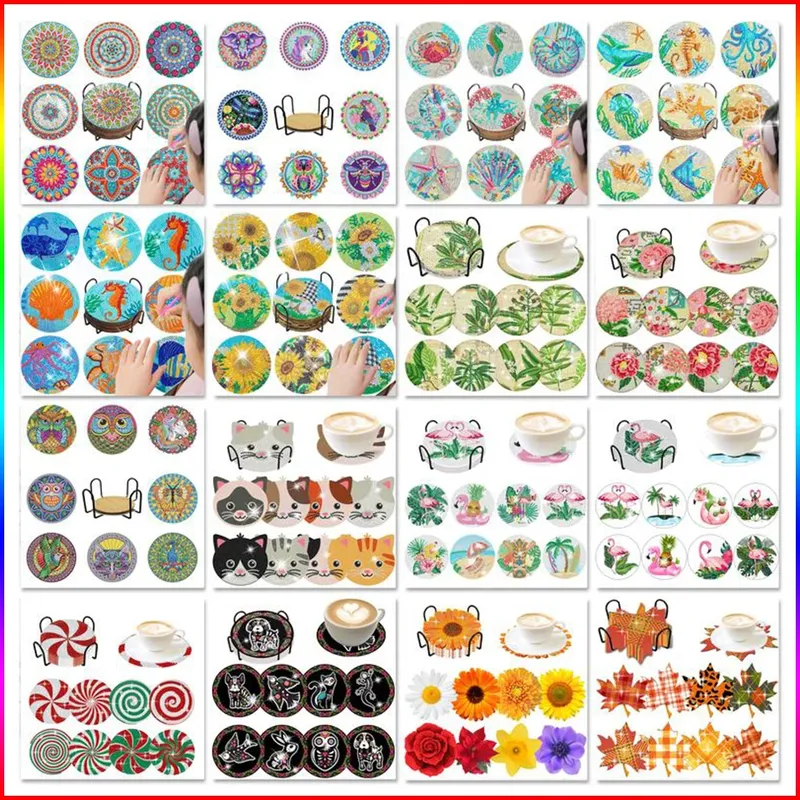 Kit 8 sous-verres diamant animaux