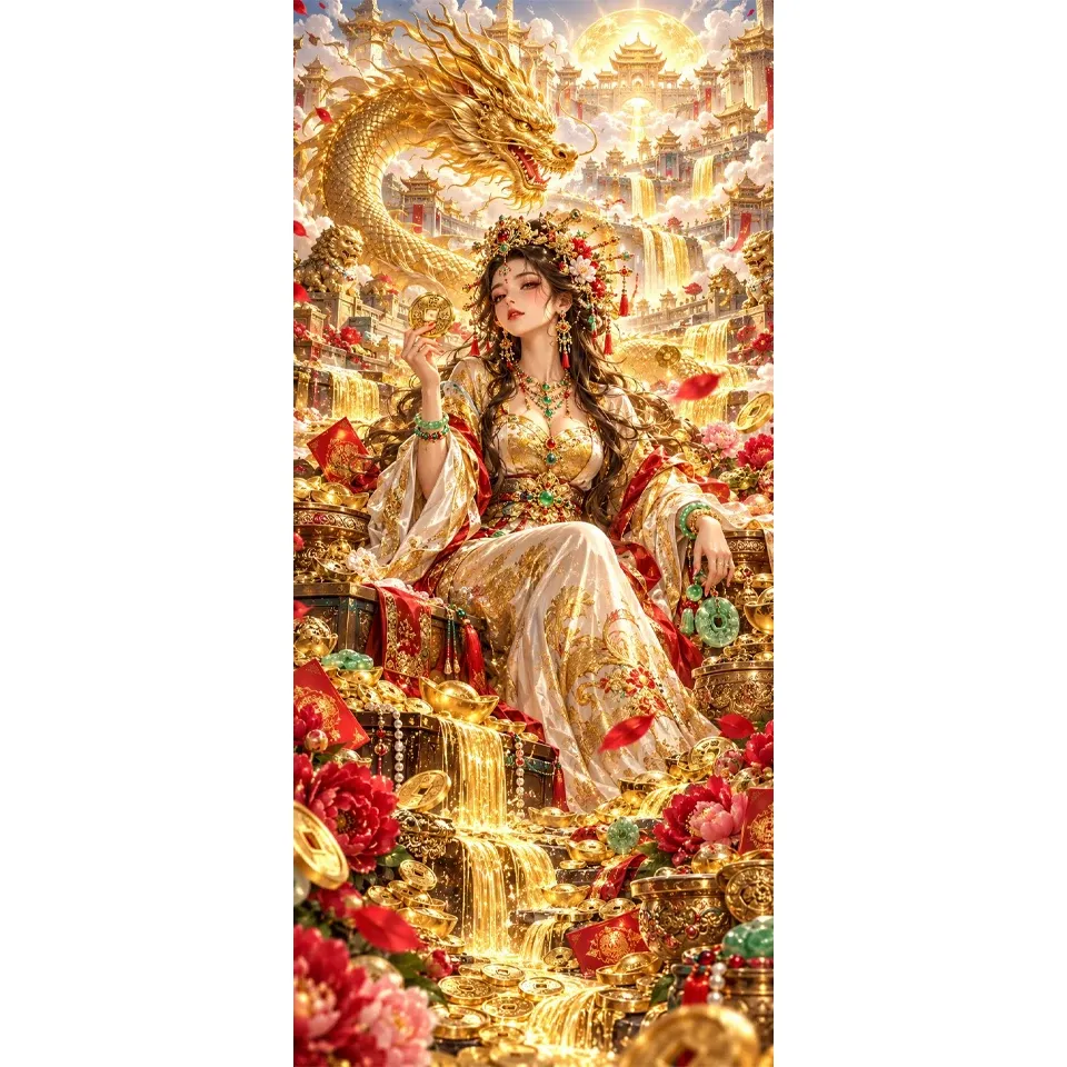 Kit broderie diamant femme dragon carré rond 20x40cm à 35x70cm