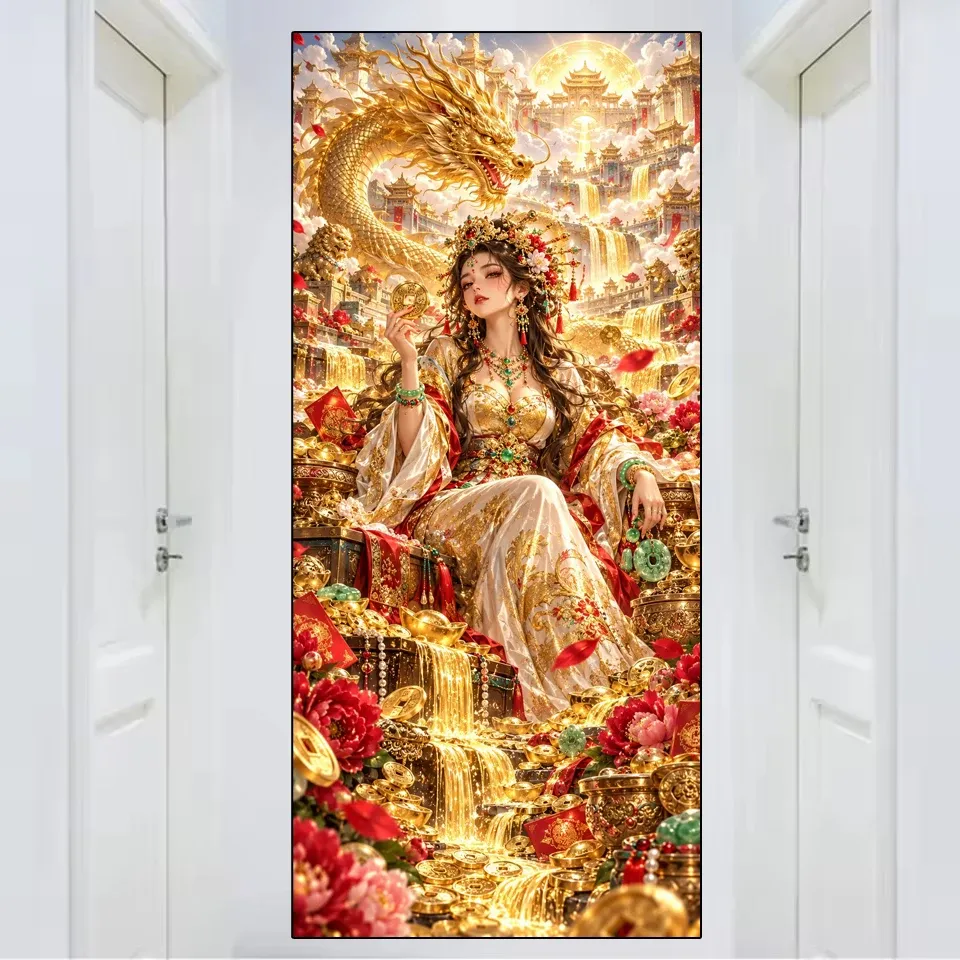 Kit broderie diamant femme dragon carré rond 20x40cm à 35x70cm