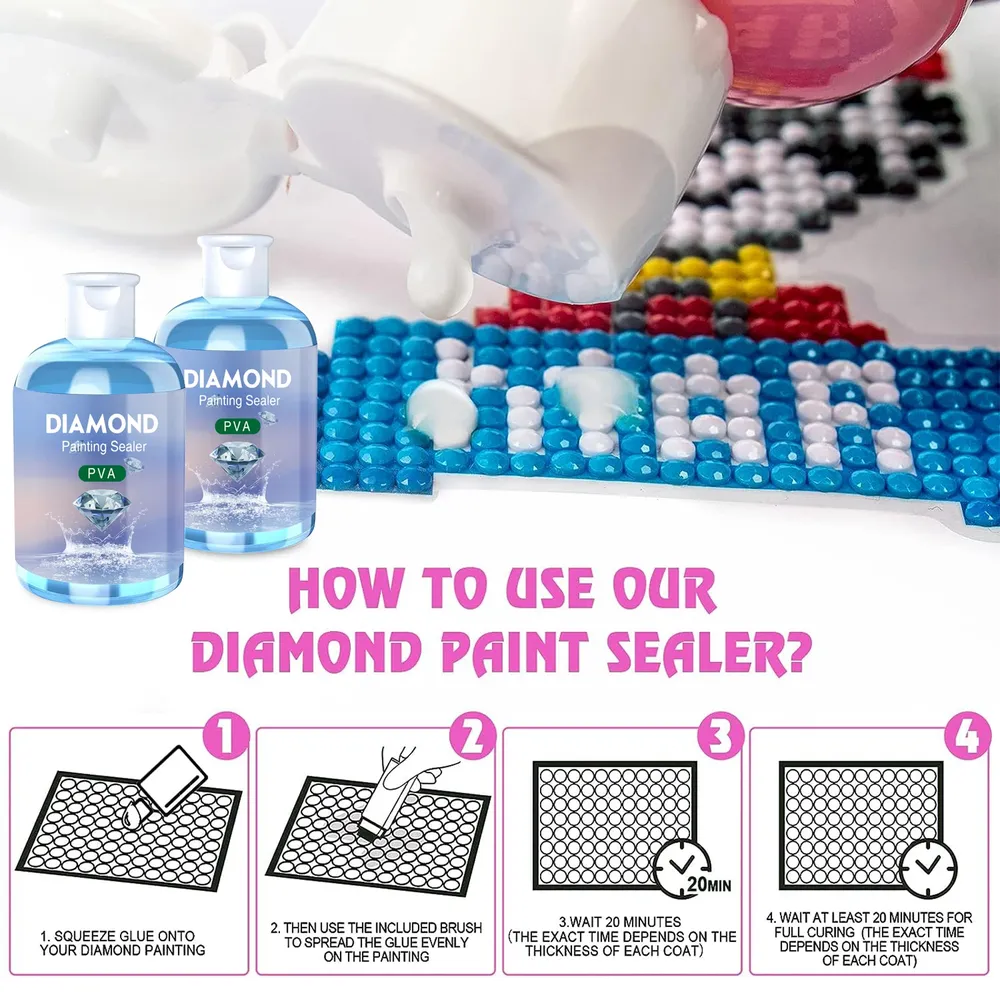 Kit colle scellage peinture diamant 120 ml 3 pinceaux