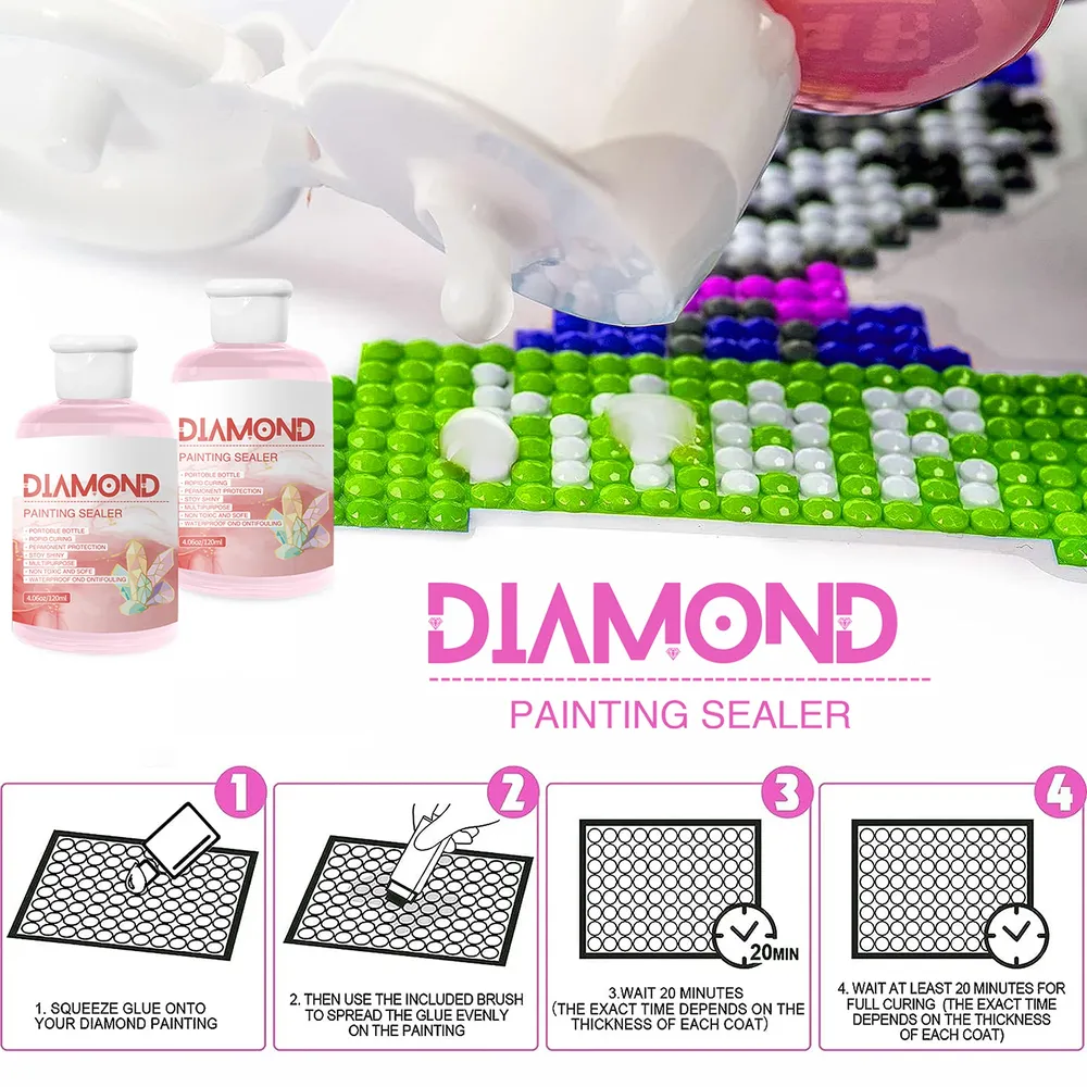 Kit colle scellante peinture diamant 120 ml avec pinceau