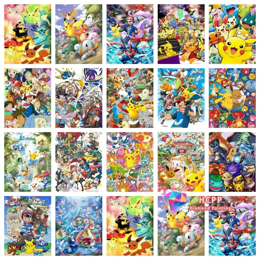 Kit de peinture diamant Pikachu anime 20x30 à 50x70 cm