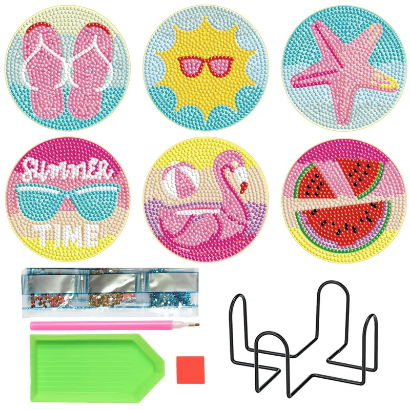 Kit dessous de verre plage 6 pièces