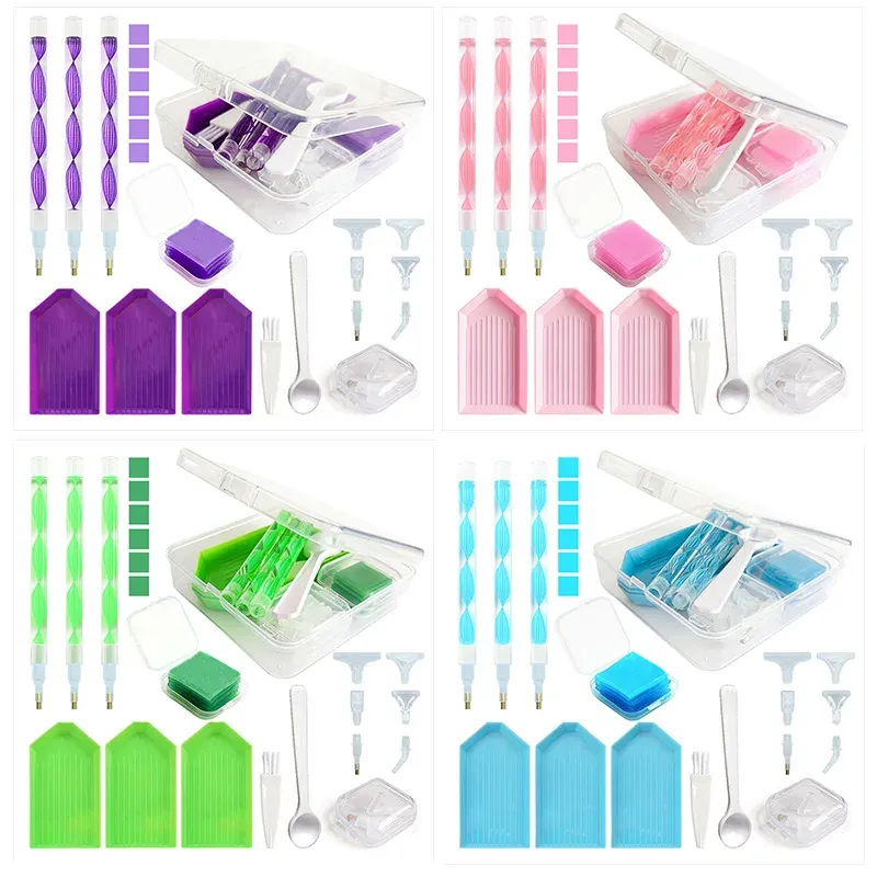 Kit outils broderie diamant boîte rangement 4 couleurs
