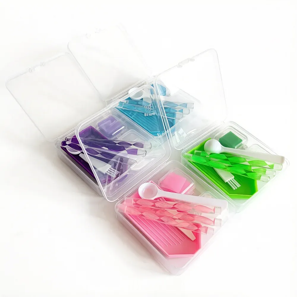 Kit outils broderie diamant boîte rangement 4 couleurs
