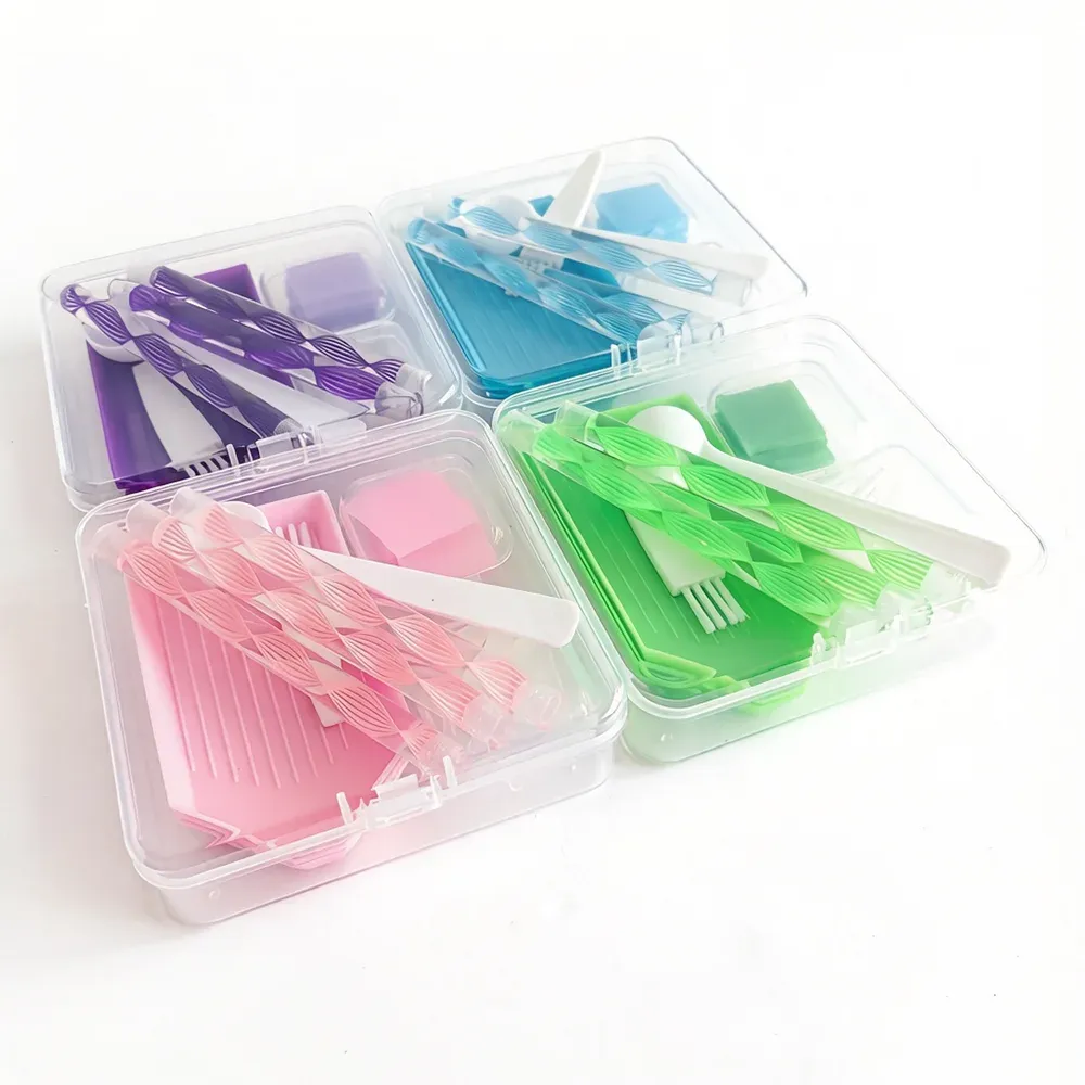 Kit outils broderie diamant boîte rangement 4 couleurs