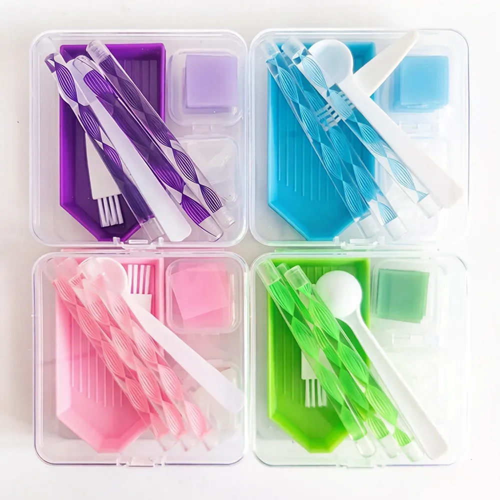 Kit outils broderie diamant boîte rangement 4 couleurs