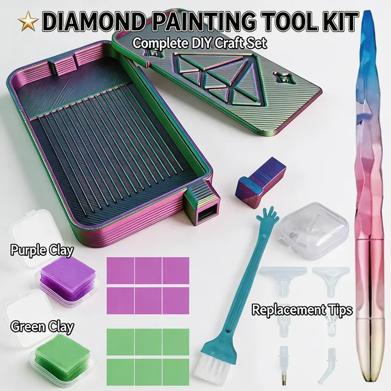 Kit outils peinture diamant avec plateau métallique