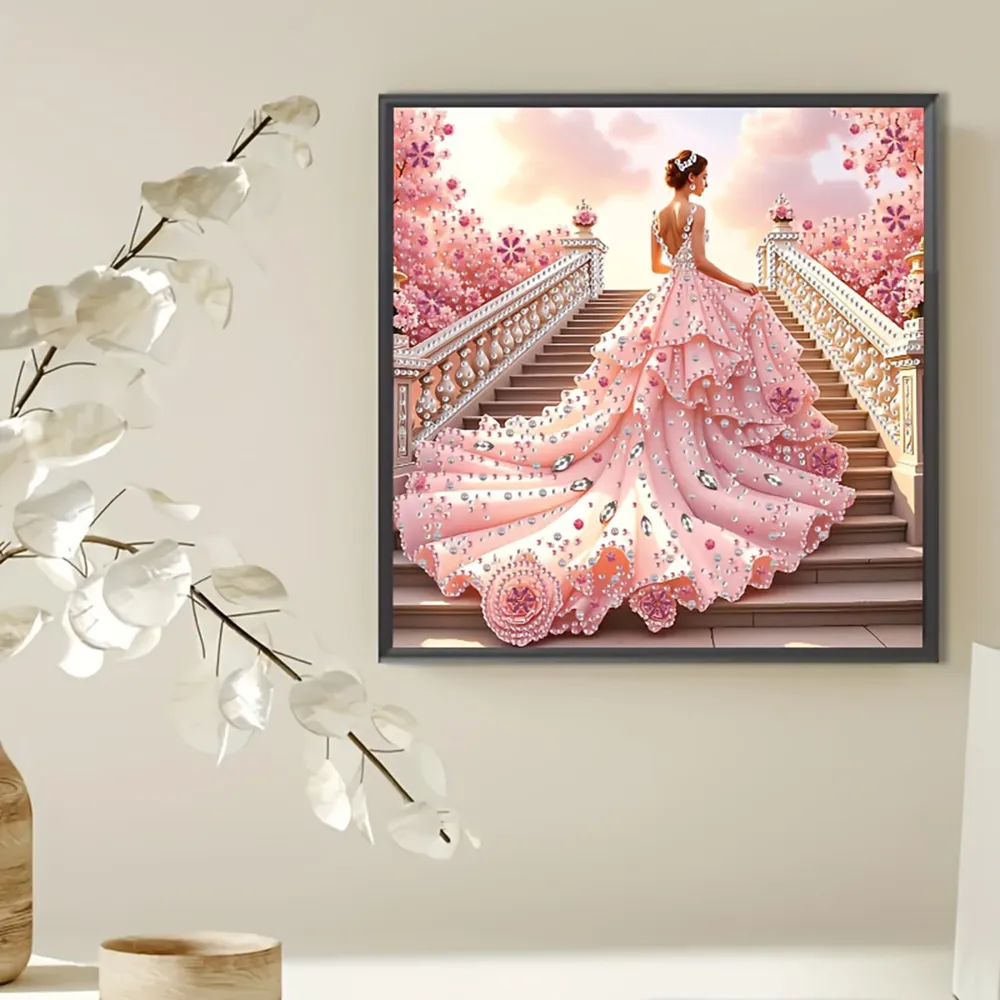 Kit outils peinture diamant Sakura rose 30x30 cm